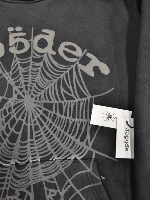 [On Sale] 1:1 Top Quality Black Tonal Grey Spider Web Pullover Hoodie
