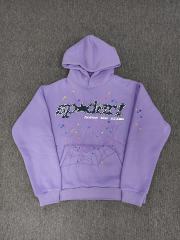 [On Sale] 1:1 Top Quality Lavender Purple Rhinestone Multi-Color Star Spider Web Pullover Hoodie