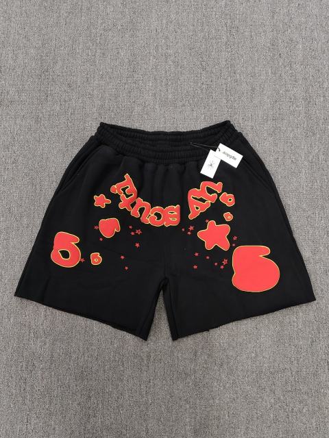 Black Red Outline Bubble Star Letter Sweat Shorts