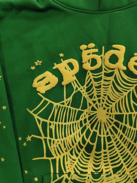[On Sale] 1:1 Top Quality Kelly Green Yellow Spider Web Star Pullover Hoodie