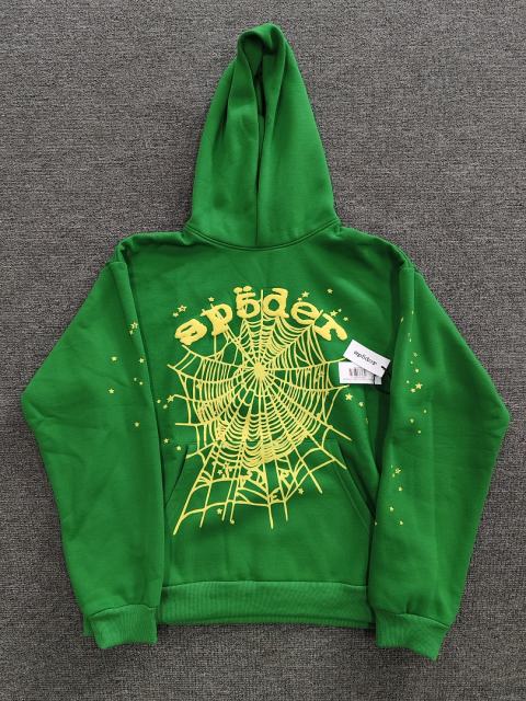 [On Sale] 1:1 Top Quality Kelly Green Yellow Spider Web Star Pullover Hoodie