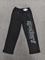 [ON SALE] Black Rhinestone Grey Slogan Star Wide Leg Pants