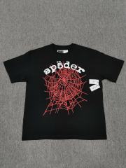 1:1 Top Quality Black White Foam Red Spider Web Short Sleeve T-Shirt