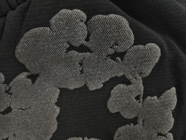 [1:1 Top Quality] Denim Tears Mono Black Cotton Wreath Shorts