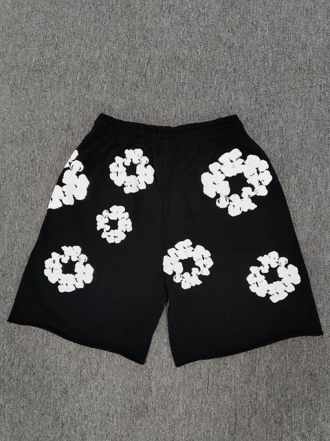 [1:1 Top Quality] Denim Tears Black Cotton Wreath Shorts