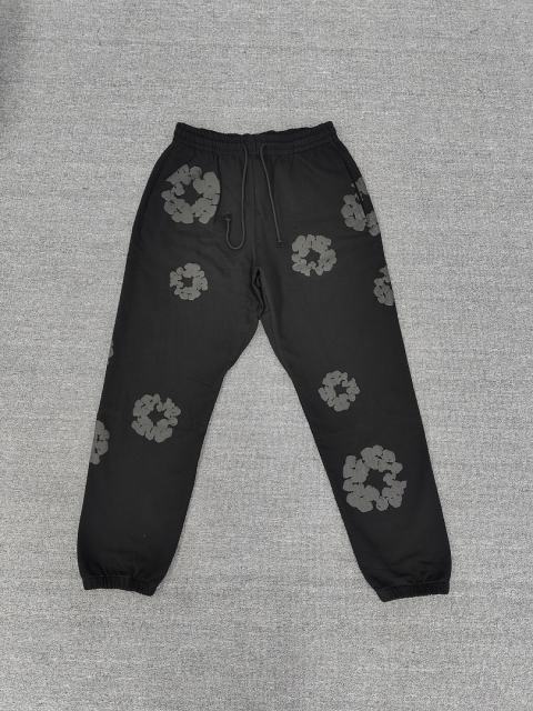 Denim Tears Mono Black  Cotton Wreath Jogger Sweatpants