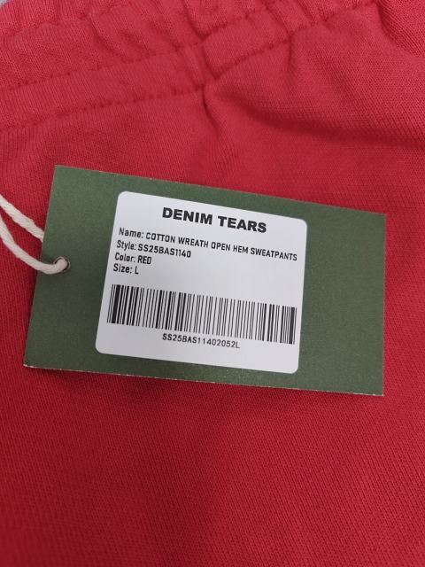 [1:1 Top Quality] Denim Tears Red Cotton Wreath Straight Sweatpants