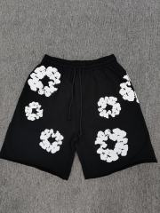 [1:1 Top Quality] Denim Tears Black Cotton Wreath Shorts