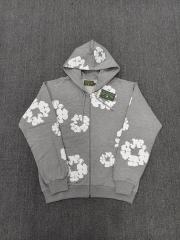 [1:1 TOP QUALITY] Denim Tears Gray Foam Cotton Wreath Zipped Hoodie