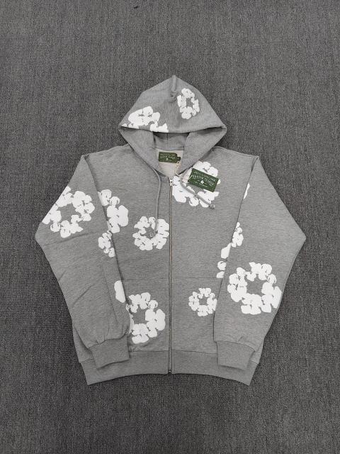 [1:1 TOP QUALITY] Denim Tears Gray Foam Cotton Wreath Zipped Hoodie