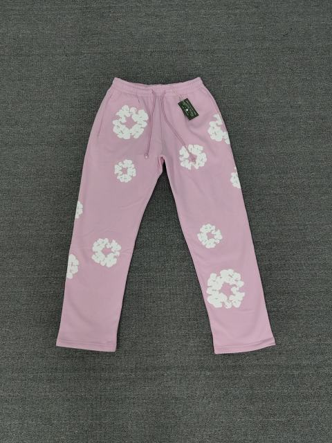 [1:1 Top Quality] Denim Tears Pink Cotton Wreath Straight Sweatpants