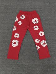 [1:1 Top Quality] Denim Tears Red Cotton Wreath Straight Sweatpants