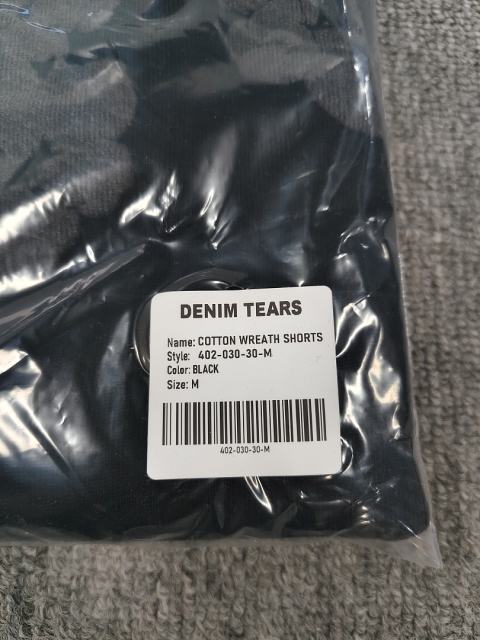 [1:1 Top Quality] Denim Tears Mono Black Cotton Wreath Shorts