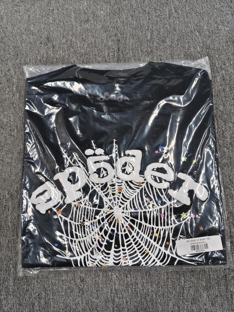 1:1 Top Quality Black White Foam Spider Web Colorful Mini Star Short Sleeve T-Shirt