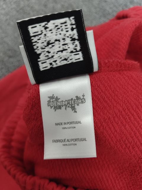 [1:1 Top Quality] Denim Tears Red Cotton Wreath Straight Sweatpants