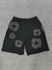 [1:1 Top Quality] Denim Tears Mono Black Cotton Wreath Shorts