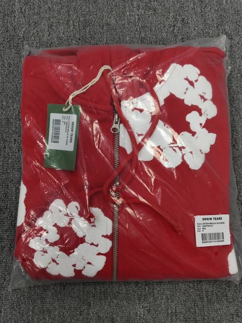 [1:1 TOP QUALITY] Denim Tears Red Foam Cotton Wreath Zipped Hoodie