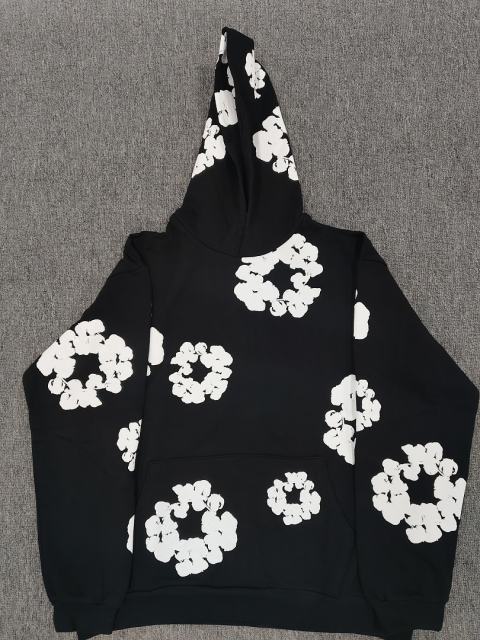 [1:1 TOP QUALITY] Denim Tears Black Foam Cotton Wreath Pullover Hoodie