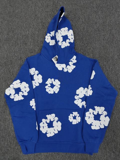 [1:1 TOP QUALITY] Denim Tears Royal Blue Foam Cotton Wreath Pullover Hoodie