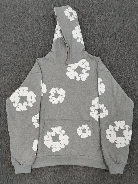 [1:1 TOP QUALITY] Denim Tears Gray Foam Cotton Wreath Pullover Hoodie