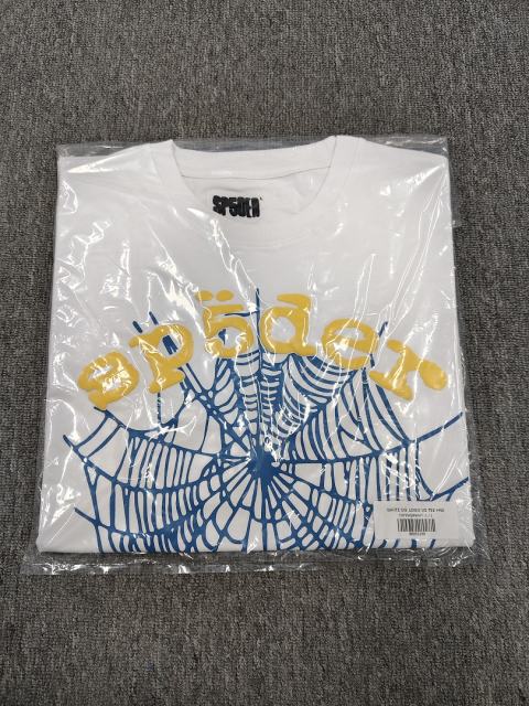 1:1 Top Quality White Yellow Foam Blue Spider Web Short Sleeve T-Shirt