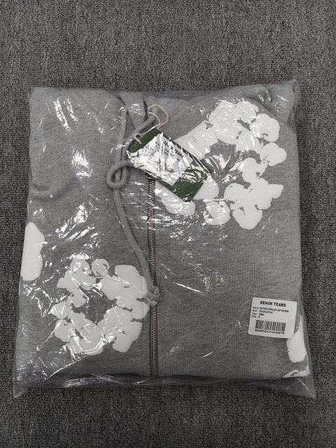 [1:1 TOP QUALITY] Denim Tears Gray Foam Cotton Wreath Zipped Hoodie