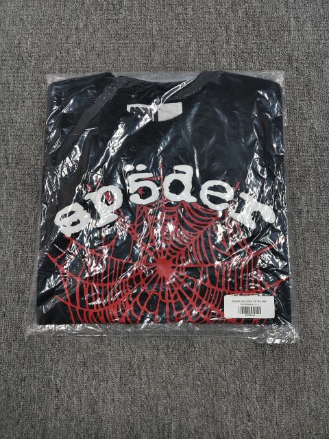 1:1 Top Quality Black White Foam Red Spider Web Short Sleeve T-Shirt
