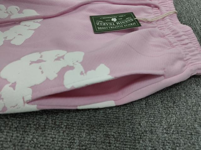 [1:1 Top Quality] Denim Tears Pink Cotton Wreath Straight Sweatpants