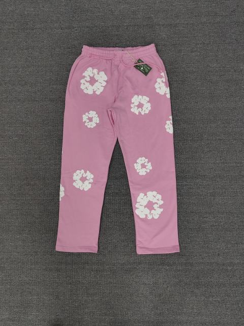 [1:1 Top Quality] Denim Tears Pink Cotton Wreath Straight Sweatpants