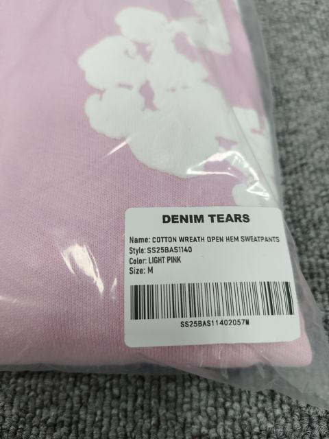 [1:1 Top Quality] Denim Tears Pink Cotton Wreath Straight Sweatpants