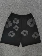 [1:1 Top Quality] Denim Tears Mono Black Cotton Wreath Shorts