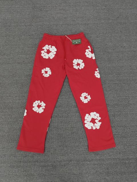 [1:1 Top Quality] Denim Tears Red Cotton Wreath Straight Sweatpants