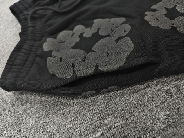 [1:1 Top Quality] Denim Tears Mono Black Cotton Wreath Shorts