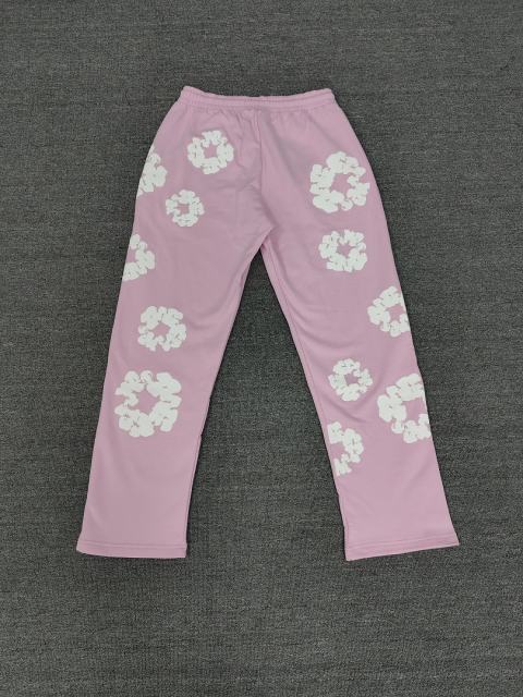 [1:1 Top Quality] Denim Tears Pink Cotton Wreath Straight Sweatpants