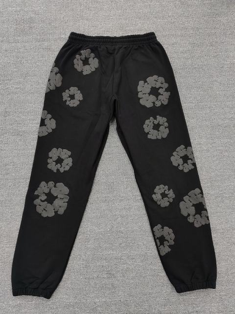 Denim Tears Mono Black  Cotton Wreath Jogger Sweatpants