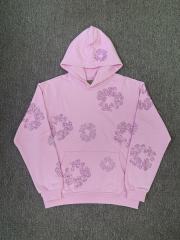 [1:1 TOP QUALITY] Denim Tears Pink Rhinestone Cotton Wreath Pullover Hoodie