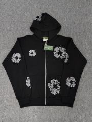 Denim Tears Rhinestone Zipped Hoodie Black