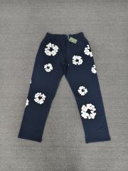 [1:1 Top Quality] Denim Tears Navy Cotton Wreath Straight Sweatpants