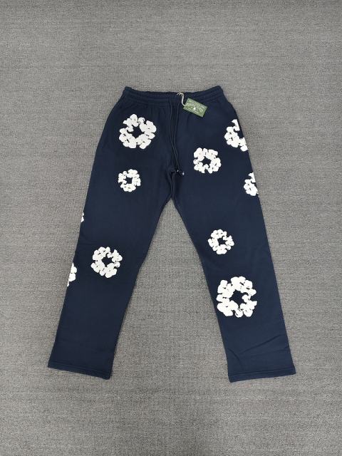 [1:1 Top Quality] Denim Tears Navy Cotton Wreath Straight Sweatpants