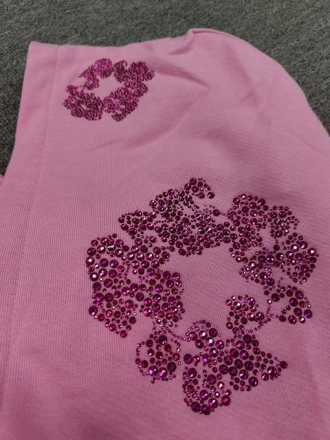 [1:1 TOP QUALITY] Denim Tears Pink Rhinestone Cotton Wreath Pullover Hoodie