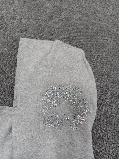 [1:1 Top Quality] Denim Tears Rhinestone Zipped Hoodie Gray