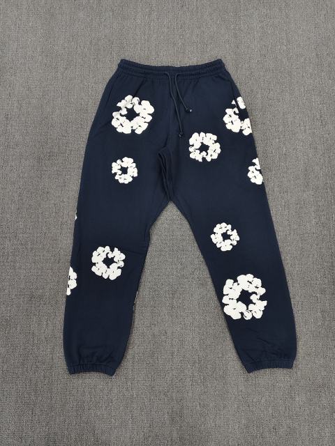 [1:1 Top Quality] Denim Tears Navy Cotton Wreath Jogger Sweatpants