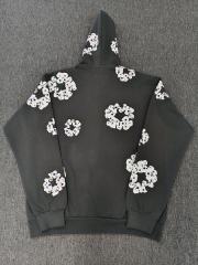 [1:1 TOP QUALITY] Denim Tears Dark Grey Full Zip Colorful Rhinestone White Cotton Wreath Hoodie