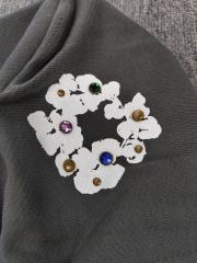 [1:1 TOP QUALITY] Denim Tears Dark Grey Full Zip Colorful Rhinestone White Cotton Wreath Hoodie