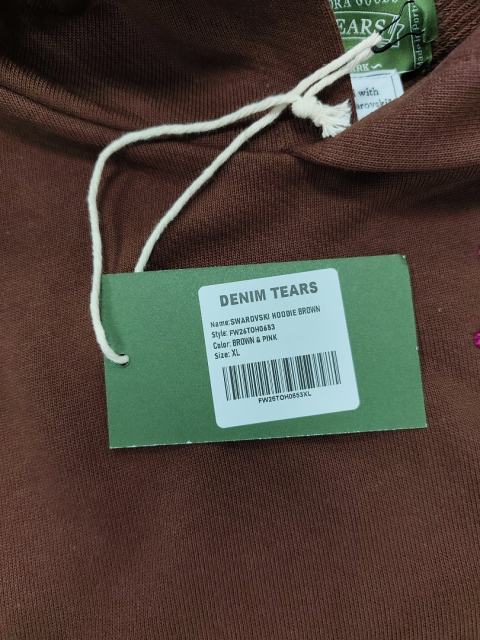 [1:1 TOP QUALITY] Denim Tears Coffee Brown Hot Pink Rhinestone Cotton Wreath Pullover Hoodie