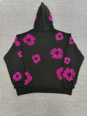 [1:1 TOP QUALITY] Denim Tears Pink Rhinestone Cotton Wreath Black Pullover Hoodie