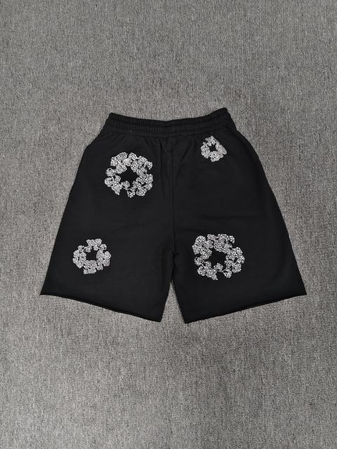 [1:1 Top Quality] Denim Tears Rhinestone Black Cotton Wreath Shorts