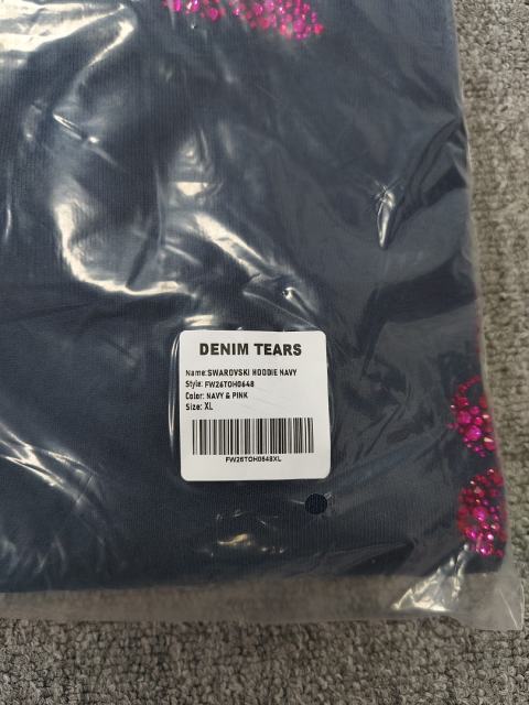 [1:1 TOP QUALITY] Denim Tears Navy Rhinestone Cotton Wreath Pullover Hoodie