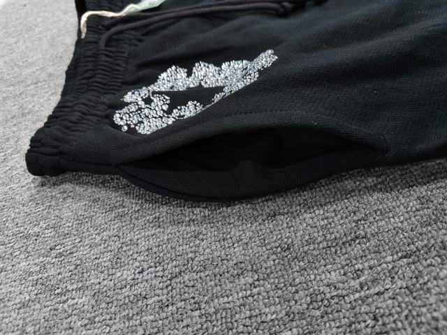 [1:1 Top Quality] Denim Tears Black Silver Rhinestone Cotton Wreath Joggers