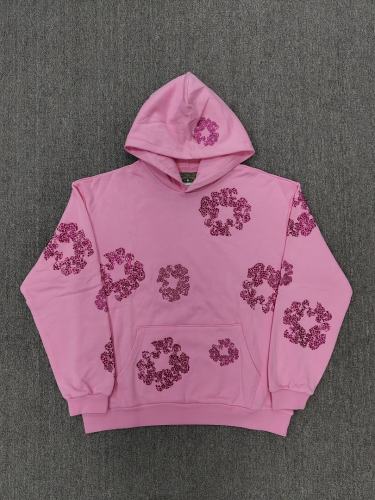 [1:1 TOP QUALITY] Denim Tears Pink Rhinestone Cotton Wreath Pullover Hoodie